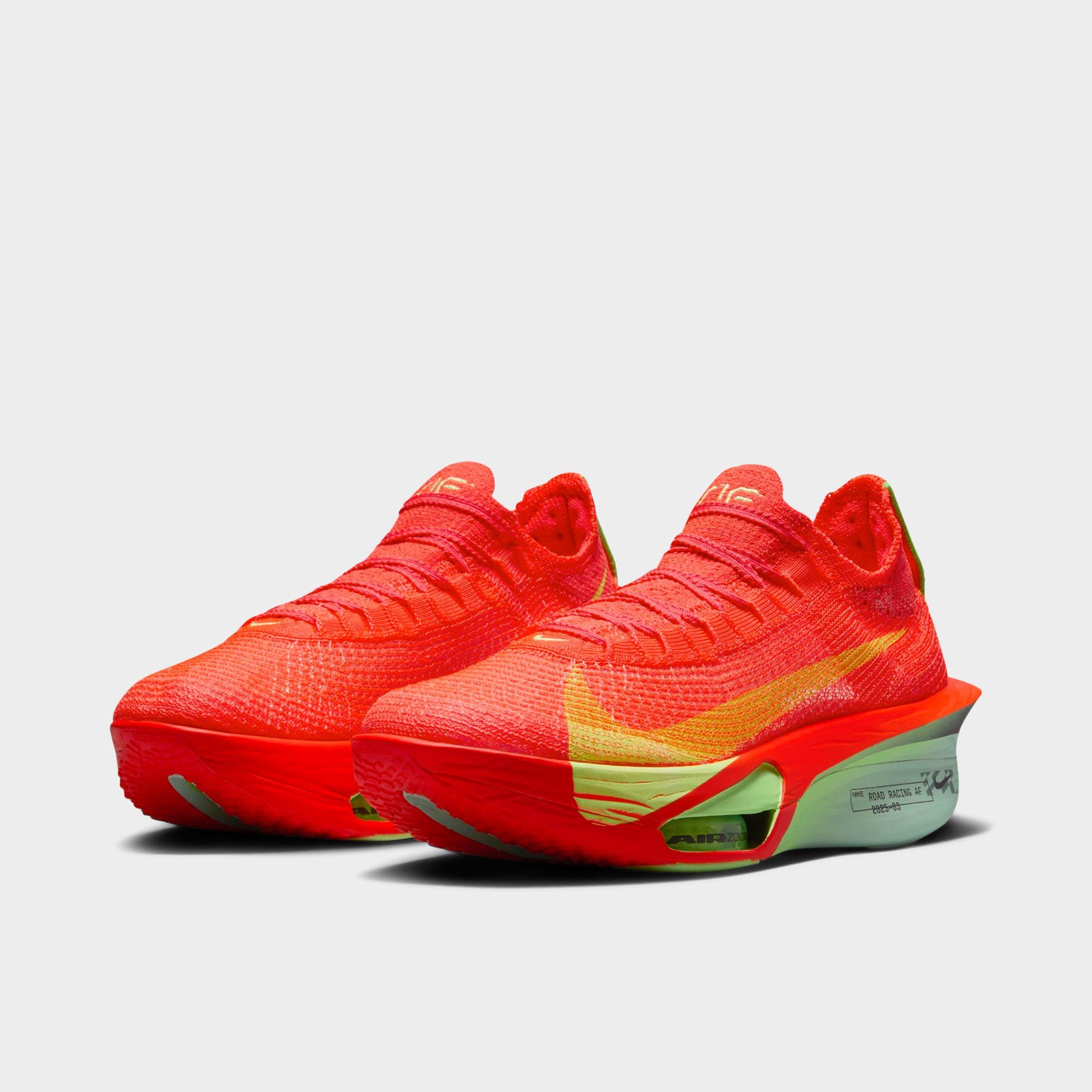 Women's Nithtke Air Zoom Alphafly 3 Running Shoes - Bright Crimson/Cave Purple/Lime Blast/Mint Foam - Both shoes facing left