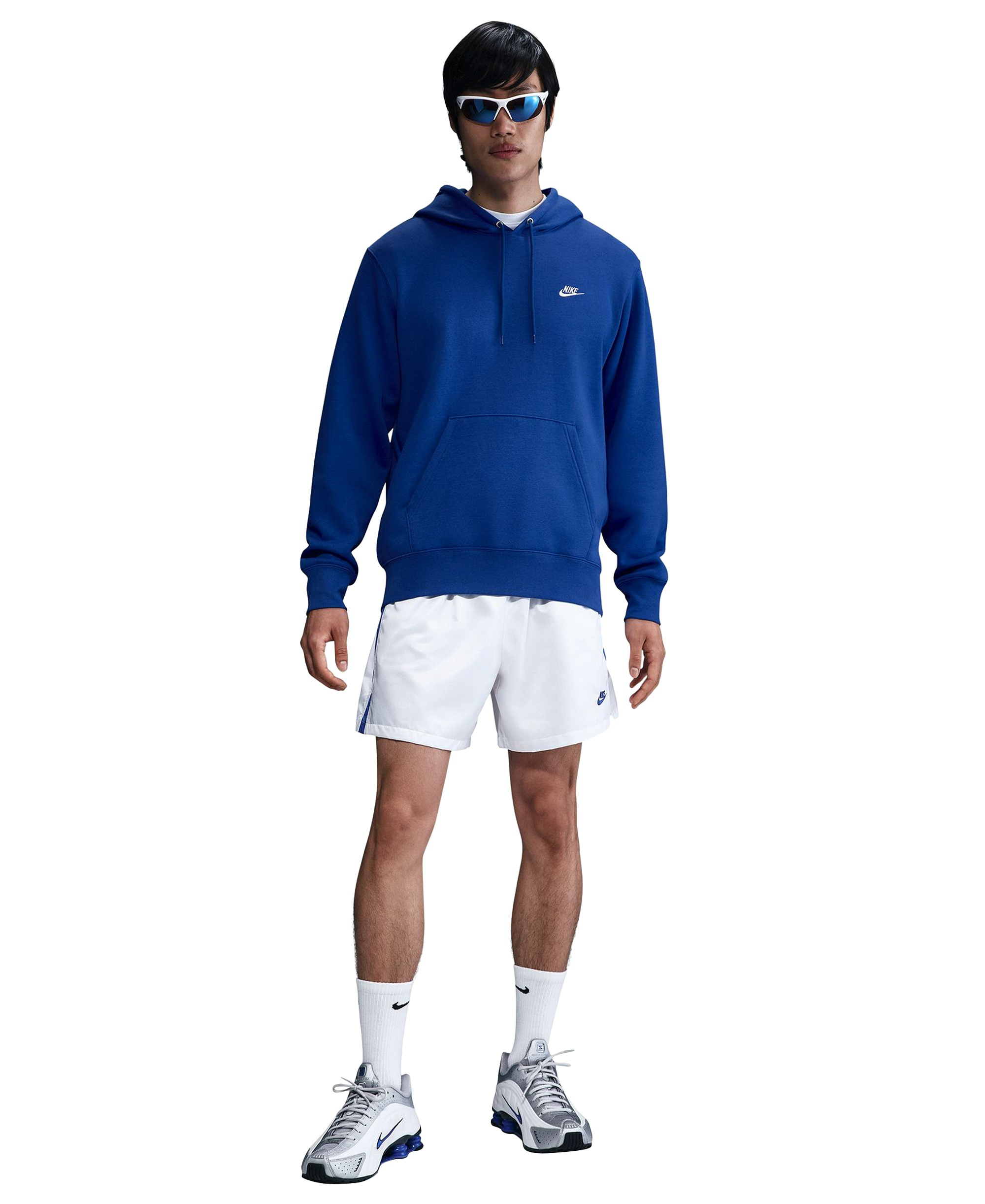 Nike Men's Club Pullover Fleece Hoodie Logo - Game Royal/White