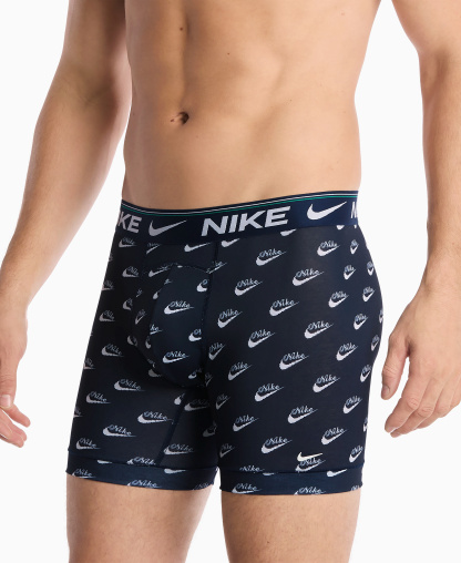 Nike Men's Dri-FIT Ultra Comfort Boxer Briefs, 3-Pack - Obsidian Pixel Nike Print/ Stadium Green/ Dark Russet