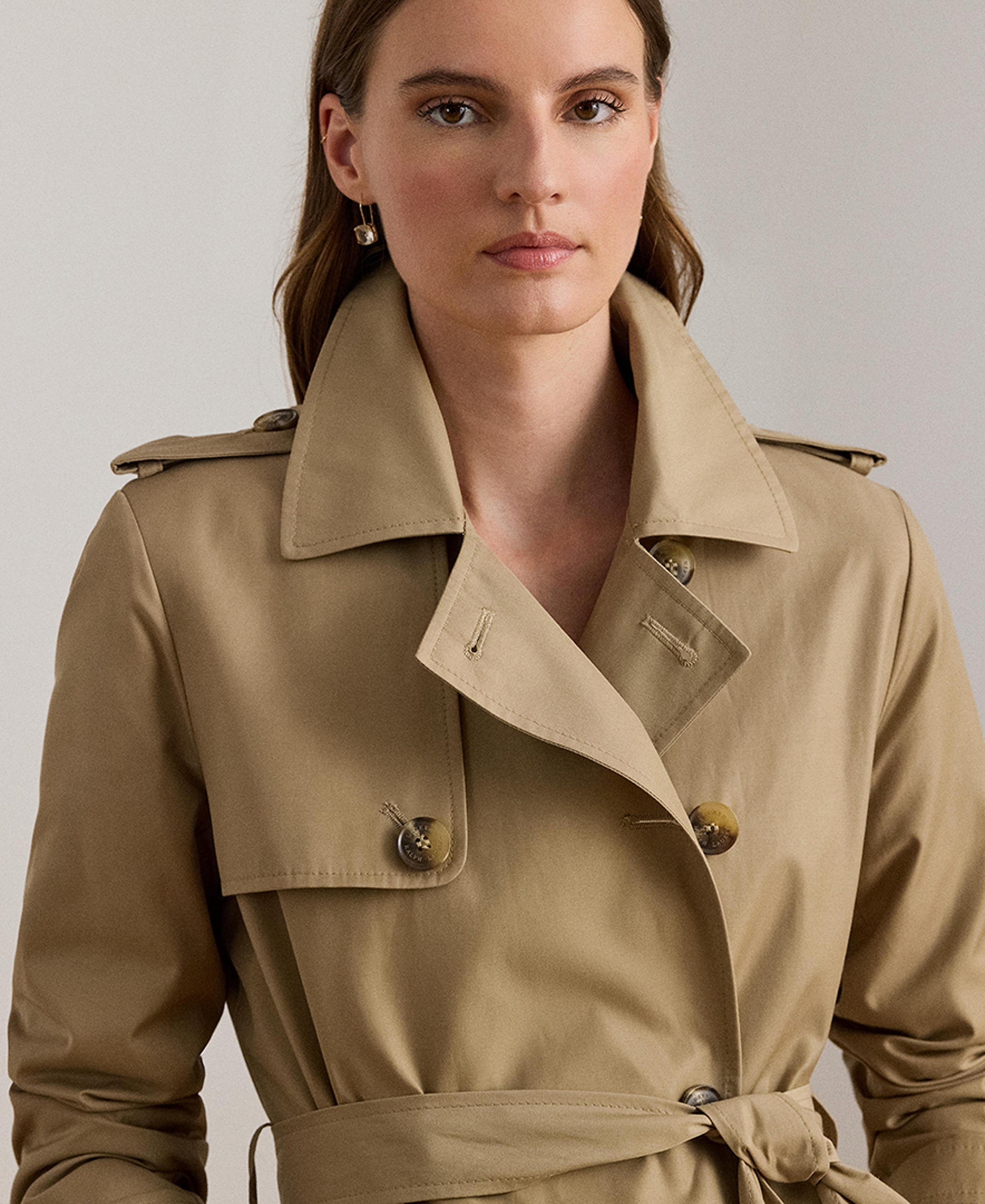 Lauren Ralph Lauren Women's Double-Breasted Belted Trench Coat, Created for Macy's - Sand