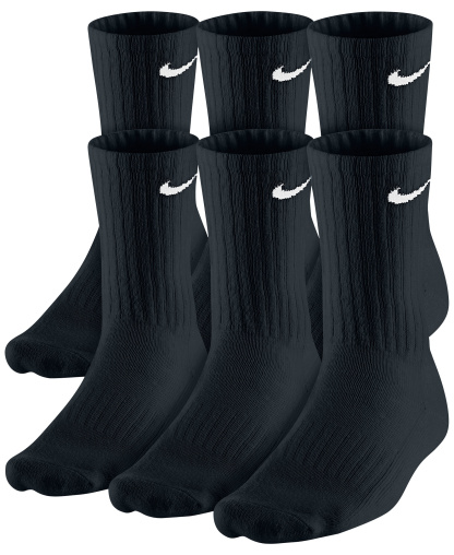 Nike Unisex Everyday Cushioned Cotton Crew Socks, 6-Pack - Black