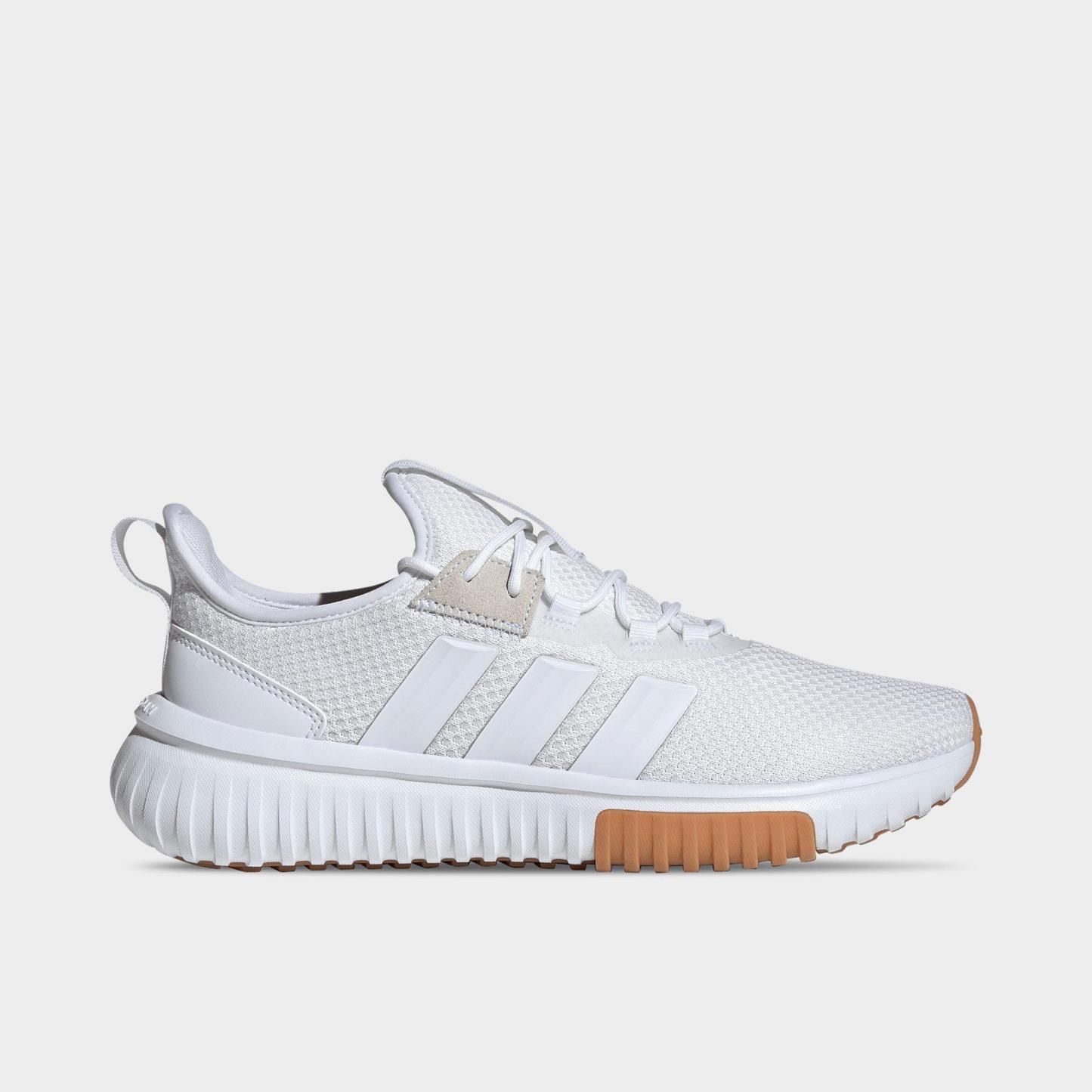 Men's adidas Kaptir 4.0 Casual Shoes - White/White/Crystal White - Left shoe facing left. Outside of the shoe.