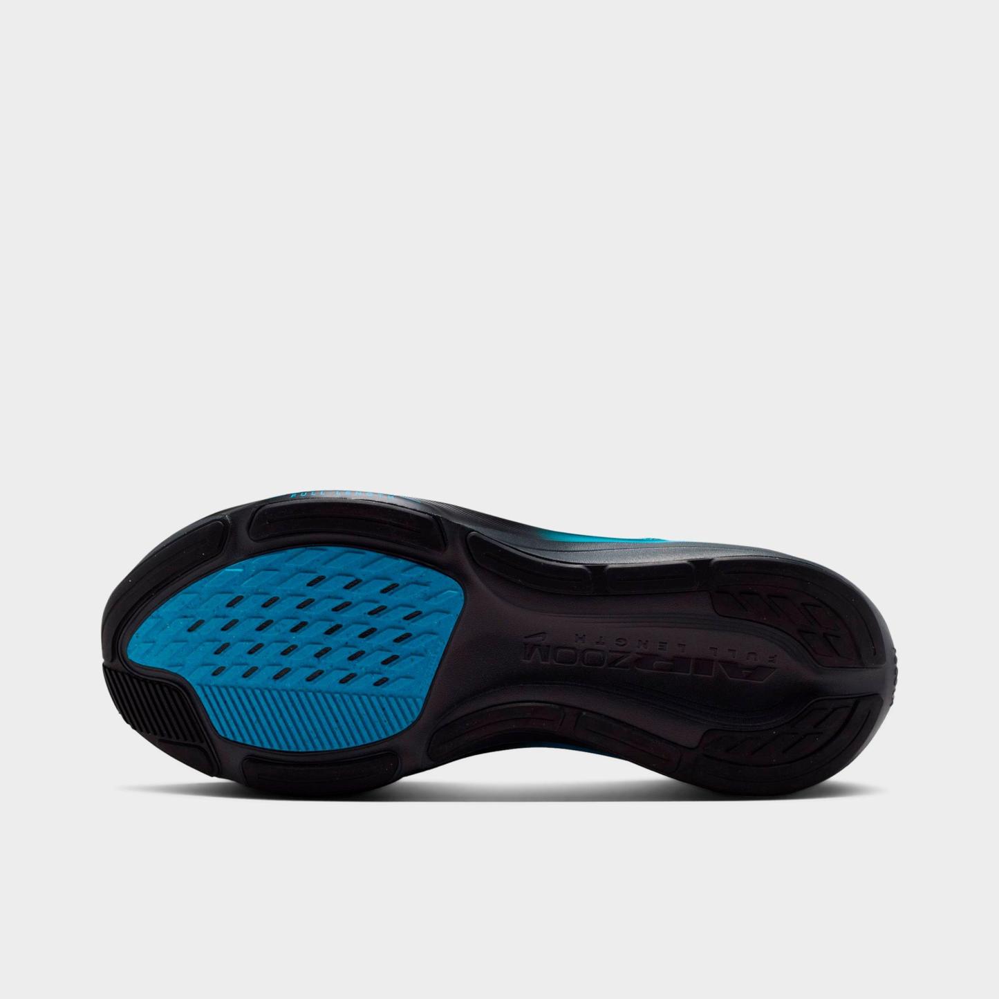 Men's Nithtke Pegasus 42 Running Shoes - Part 1 - Black/Metallic Silver/Light Current Blue - Bottom view