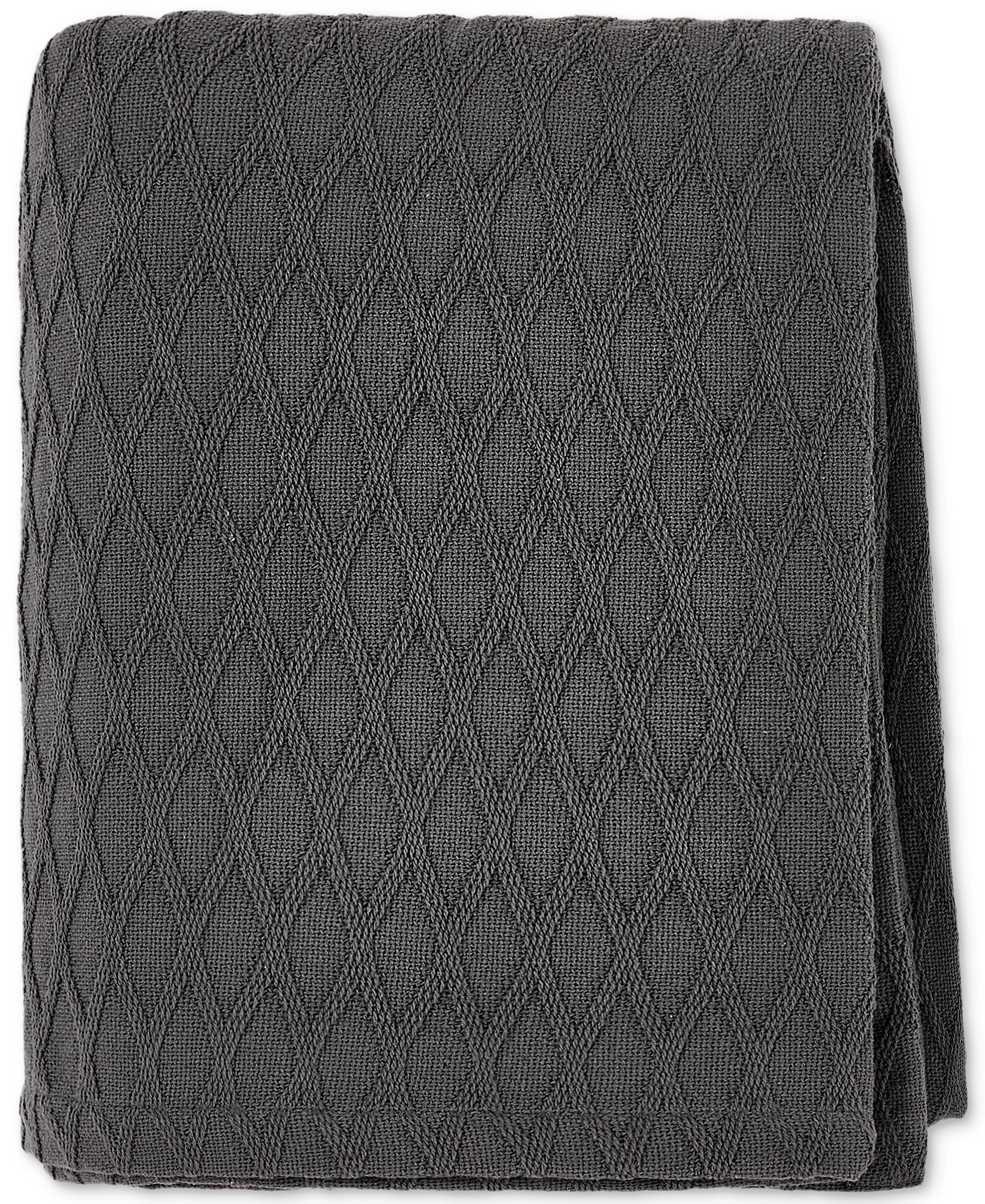 Lauren Ralph Lauren Classic Cotton Blanket, Twin - Charcoal Grey