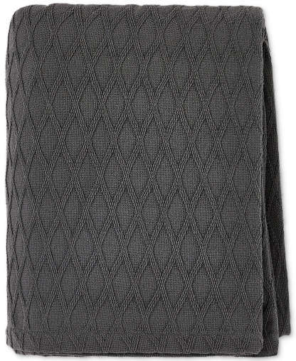 Lauren Ralph Lauren Classic Cotton Blanket, Twin - Charcoal Grey