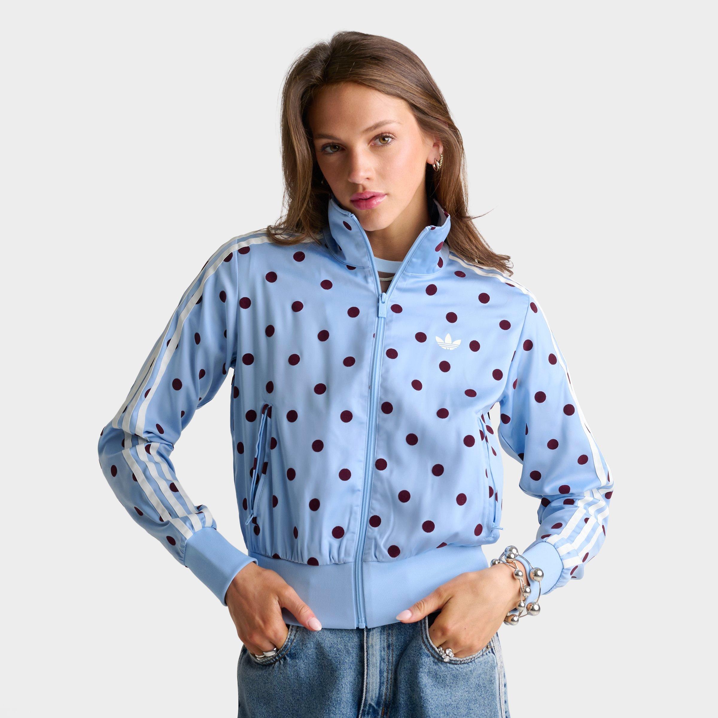 Women's adidas Originals Firebird Polka Dot Satin Track Jacket - Clear Sky