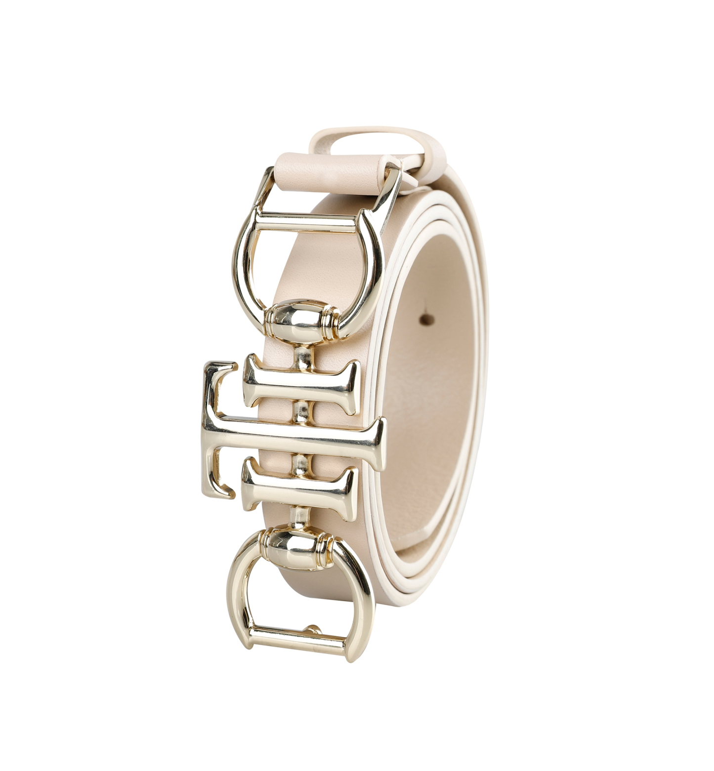Tommy Hilfiger Women's Skinny Double Ended Horsebit Buckle Dress Casual Belt - Natural