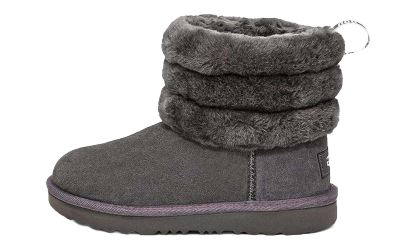 Fluff Mini Quilted Fleece Lined Boots GS "Charcoal" 1103612K CHRC - view 1