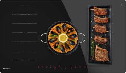 Cecotec Plaque à Induction 2 Zones Flex et 1 Feu Bolero Squad I 5600 FullFlex90. 10200W, 1 Zone 30cm, 9 Niveaux, Contrôle Tactile, Maintien au Chaud, Verrouillage Enfant, Minuterie, Largeur 90cm