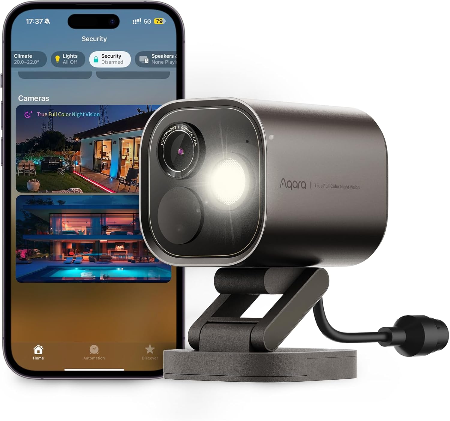 Aqara 4MP Caméra Hub G5 Pro PoE, HomeKit Secure Video, Routeur de Bordure Thread, Camera Exterieur Filaire, Vision Nocturne en Couleurs, AI Détection, Thread/Zigbee, Compatible Alexa, Google, Gris