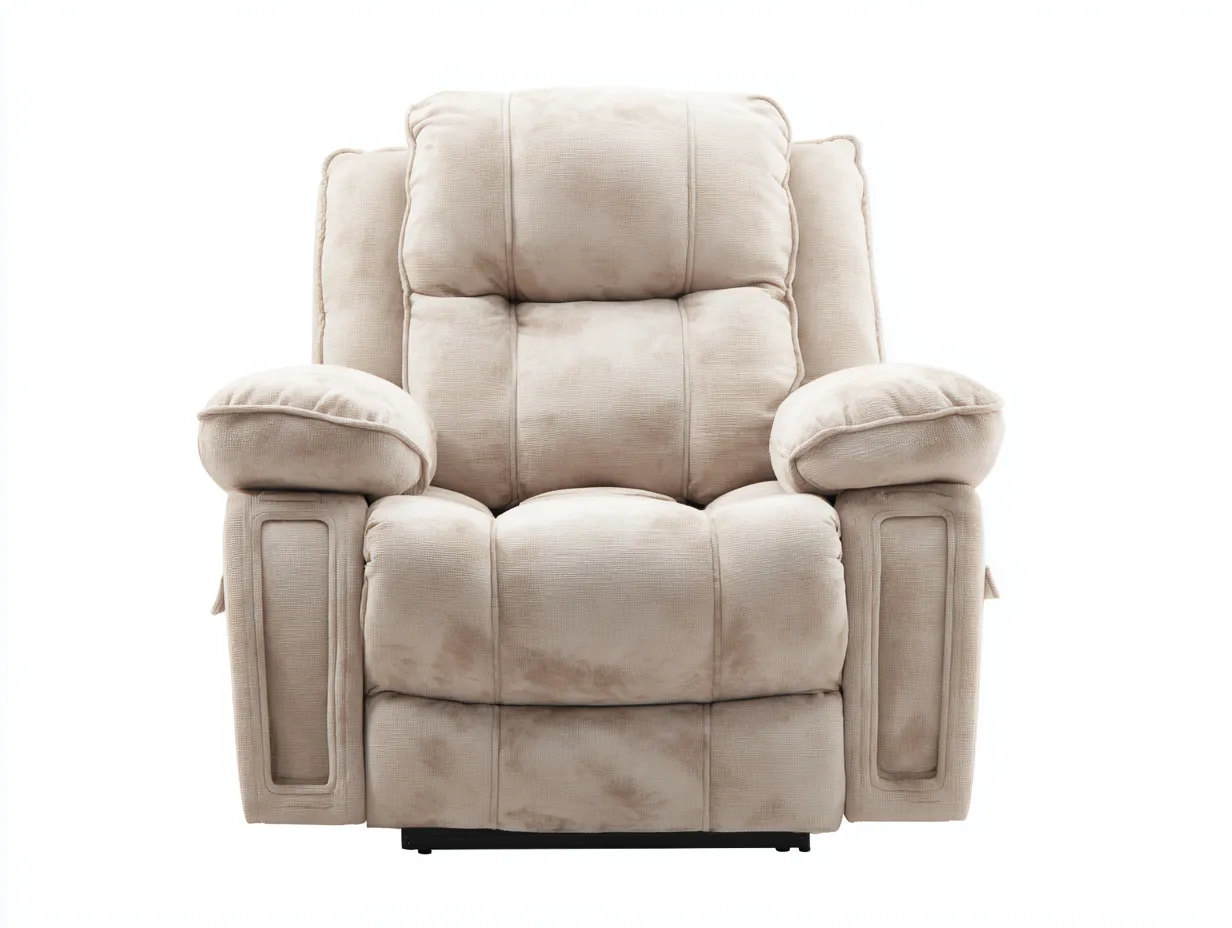 Fauteuil relax - tissu en coton - 95x90x105 cm - beige - design ergonomique