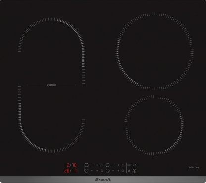 Table de cuisson induction BRANDT - 4 zones - L 58 x P51 cm - 3600 W - Revetement verre - Noir - CPI6400B