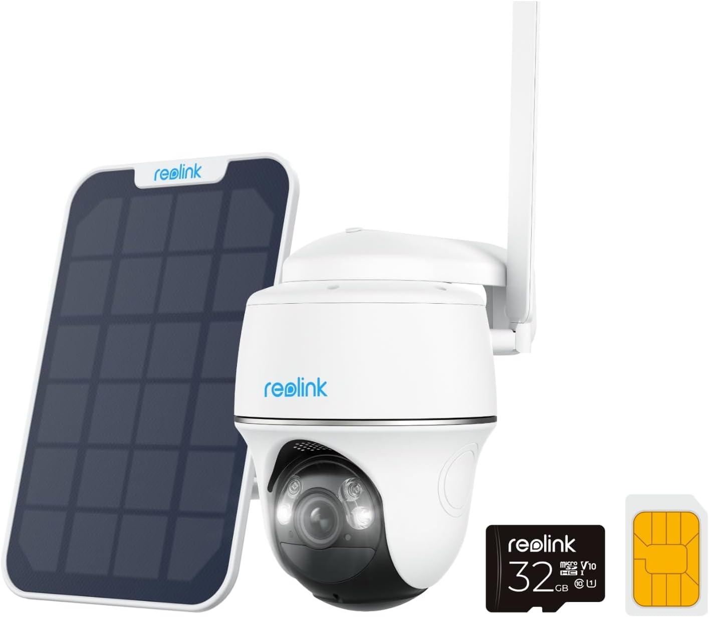 Reolink 3G/4G LTE Camera Surveillance Extérieure avec Carte SIM+microSD 32Go, 5MP Caméra Solaire PT, Détection Intelligente, Vision Nocturne Couleur, Audio Bidirectionnel, Go PT Plus+Panneau Solaire