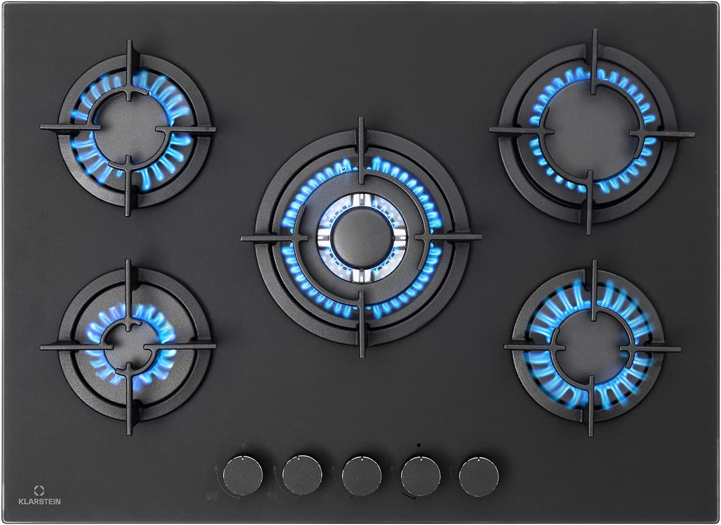 Klarstein Table de Cuisson à Gaz, Plaque de Cuisson Gaz à 5 Brûleurs, Table de Cuisson Encastrable à 5 Feux de 10400W, Cuisiniere Gaz, Gaziniere Gaz avec Brûleurs en Acier Inoxydable, Cuisinières GPL