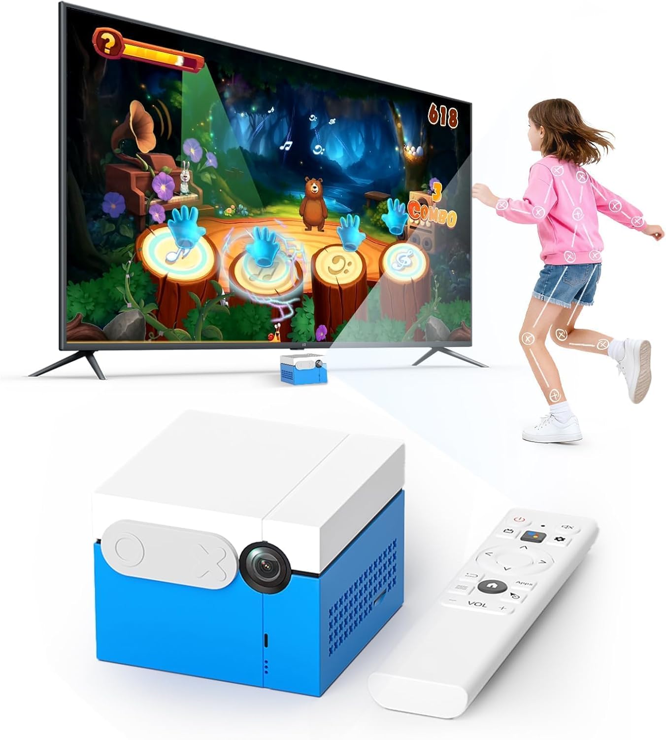 Console de Jeux Enfant MotionX avec Détection de Mouvement, Caméra HD, 2 Joueurs, 50+ Jeux Sport & Éducation, Plug & Play, sans Abonnement – Console Jeux Enfant 3 Ans et Plus, Cadeau Garçons Filles