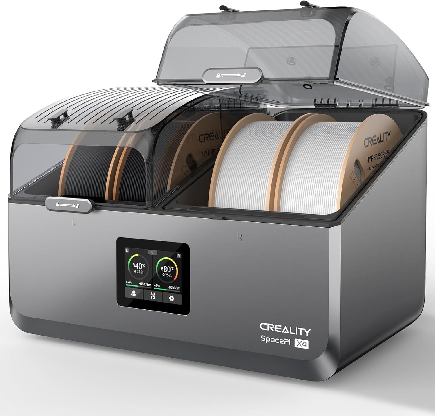 Creality SpacePi X4 Sèche-Filament avec Design à Deux Chambres jusqu'à 85 °C pour 4 bobines, Impression et séchage simultanés, déshumidification Intelligente, contrôle Tactile