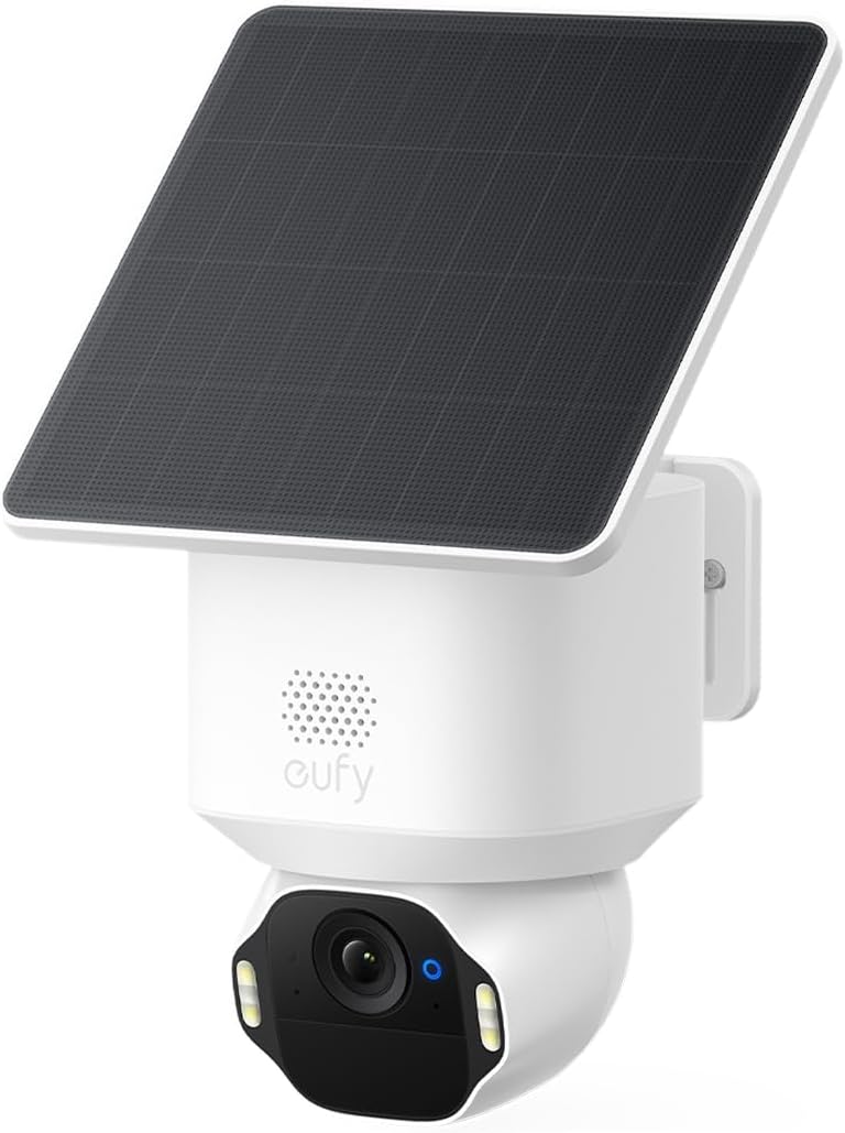 eufy Security SoloCam E42, caméra Solaire 4K sans Fil pour Dehors, Suivi IA, Stroboscope,Camera Surveillance WiFi, Reconnaissance faciale,Stockage Local Jusqu’à 14 TB