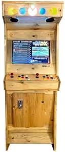 Machine d'arcade rétro en Bois - Fait Main – Borne 2 Joueurs avec +4000 Jeux Classiques, écran LCD 22", Plug & Play – San-J (Nature)