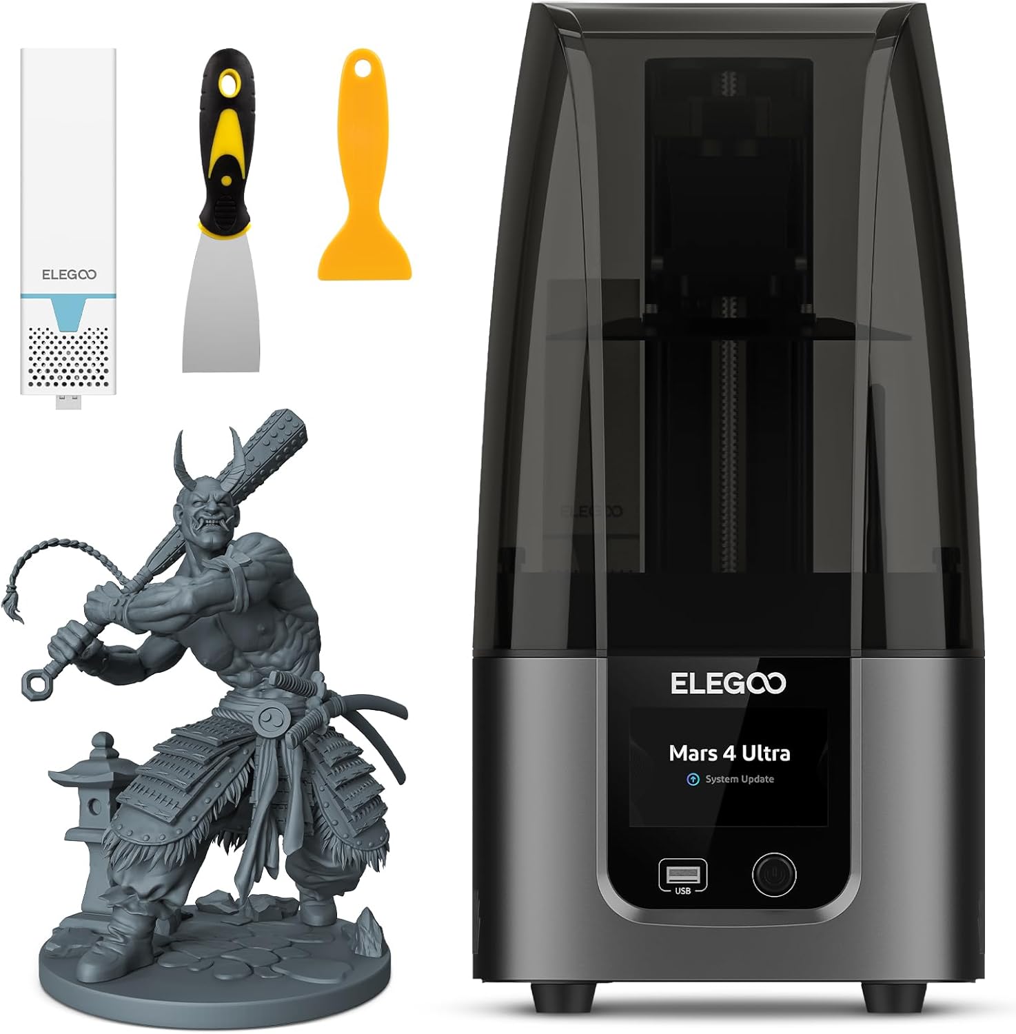 ELEGOO Mars 4 Ultra Resin Imprimante 3D, avec purificateur d'air, écran LCD monochrome 9K, résolution supérieure et transmission WiFi, grande taille d'impression de 156,36 mm x 77,76 mm x 165 mm