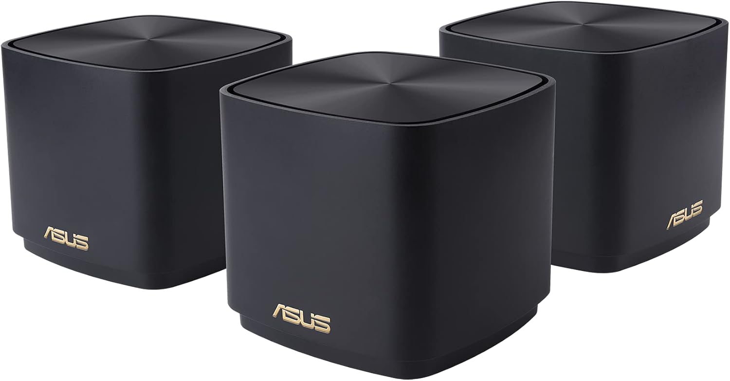 ASUS ZenWiFi XD4 Plus Noir - Pack de 3 - Système Wi-FI 6 AX Mesh, Double Bande (2,4 GHz / 5GHz), 1800 Mbit/s, 600m2, AiProtection avec TrendMicro à Vie, Ports WAN/LAN