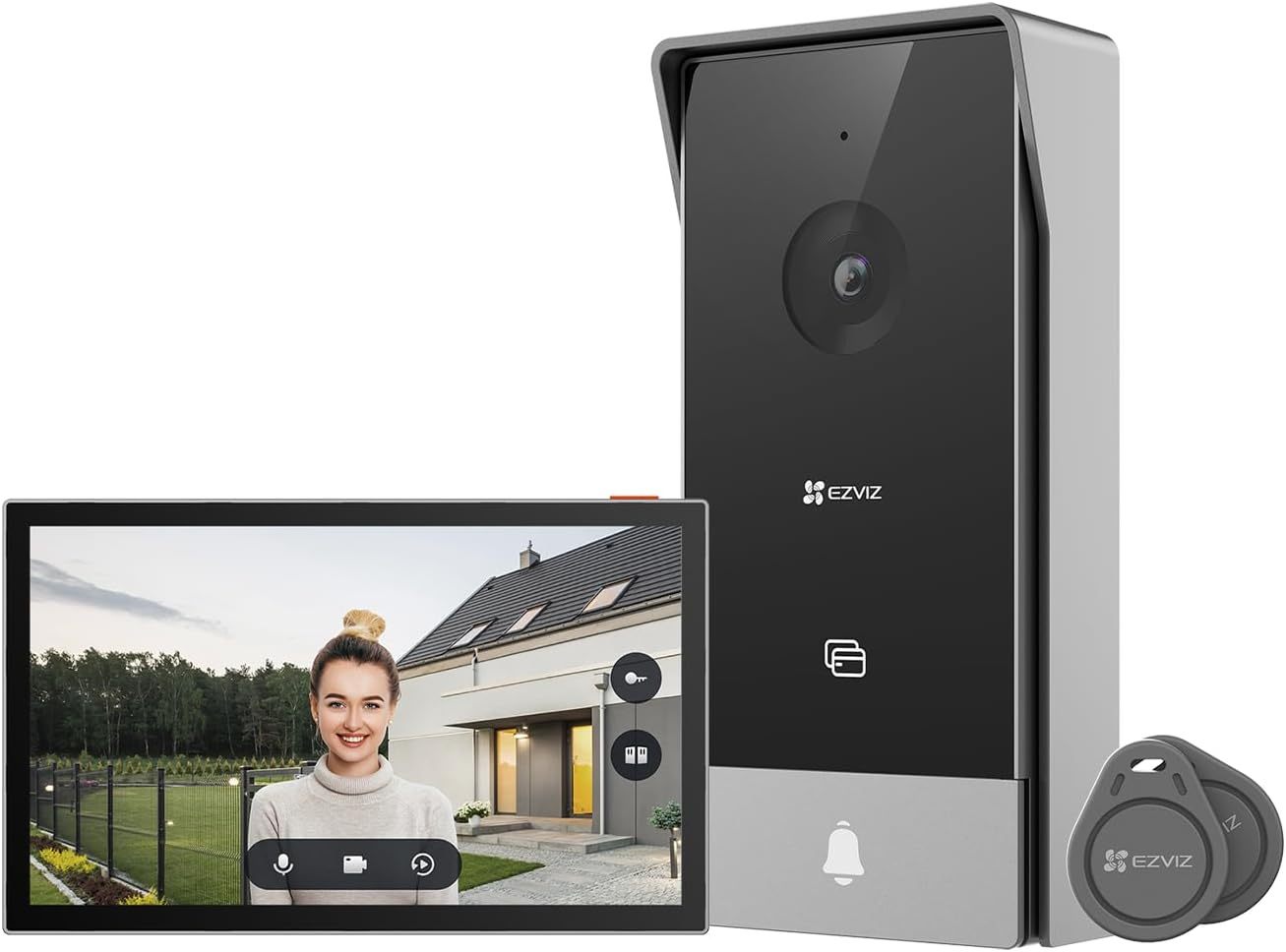 EZVIZ HP5 Interphone Vidéo WiFi Système d'Interphone 1080P, Moniteur Tactile couleur 7", Sonnette Vidéo à 2 Fils, Déverrouillage à Distance, Audio Bidirectionnel, Vision Nocturne, Design Fin