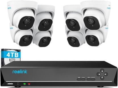 Reolink 4K 16CH Kit Vidéo Surveillance, 4To 4K NVR avec 8X 8MP Caméra IP PoE, Détection Personne/Véhicule, Caméra de Surveillance Extérieure avec Vision Nocturne, Enregistrement 24/7, RLK16-800D8