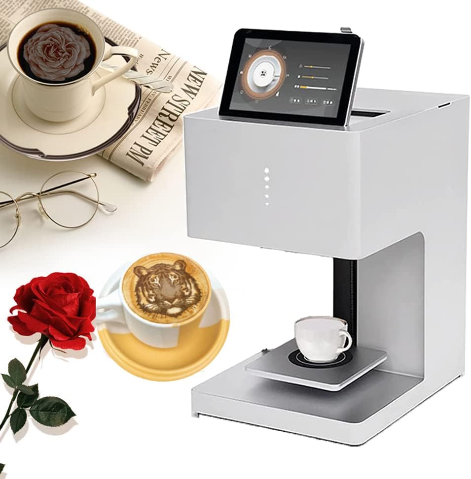Imprimante Artistique 3D Pour Café Latte De Qualité Alimentaire, Imprimante À Jet D'Encre Multicolore Entièrement Automatique Avec Écran Tactile, Machine De Décoration Diy, Imprima,White-Monochrome