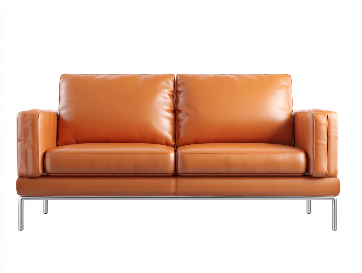 Canapé 2 places similicuir 175x88x85 cm - orange - design moderne