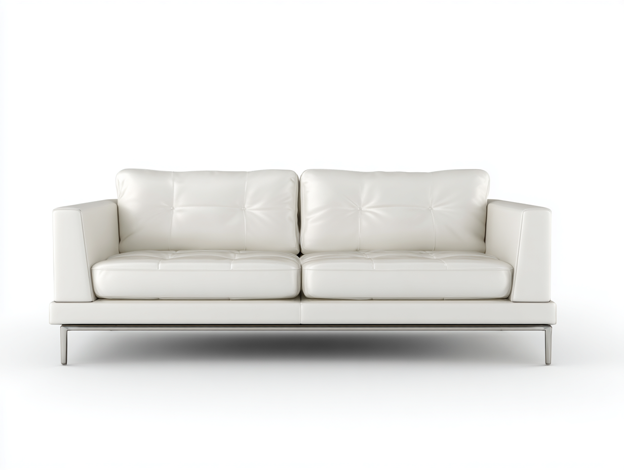 Canapé 2 places cuir véritable 178x90x82 cm - blanc - design moderne