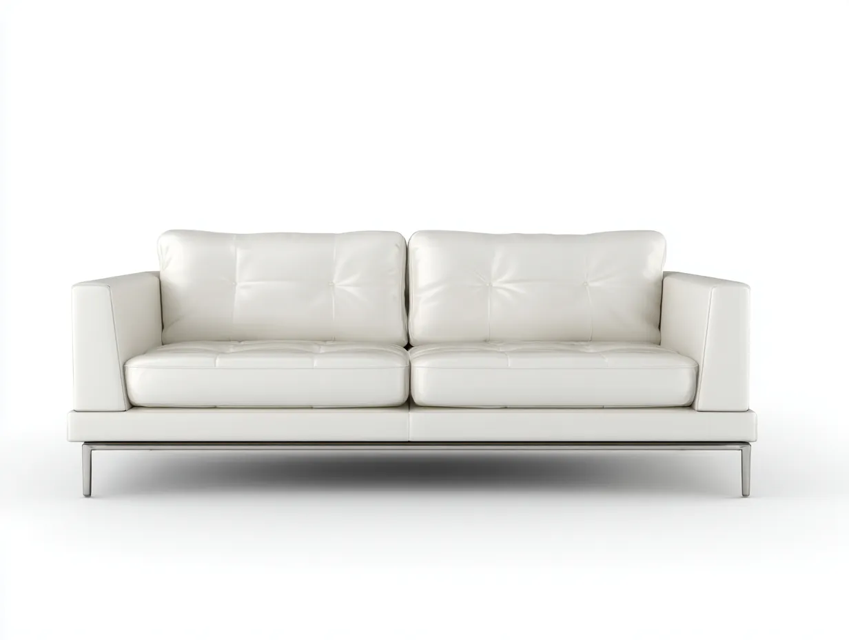 Canapé 2 places cuir véritable 178x90x82 cm - blanc - design moderne