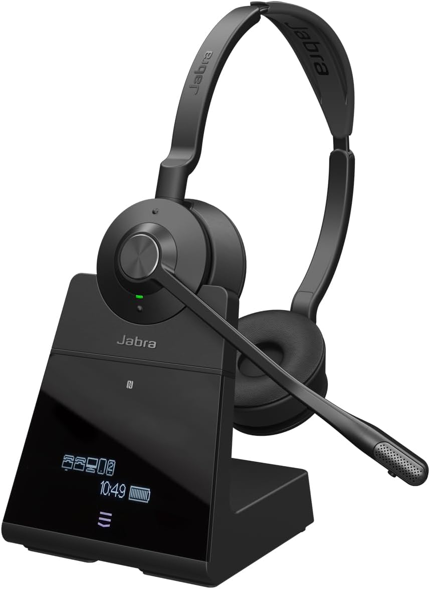 Jabra Engage 75 SE Casque stéréo sans Fil Appels Professionnels, sécurité DECT, portée de 150 m, USB-C à USB-A avec Microphone antibruit avancé, Comprend Une Base, des câbles - Noir