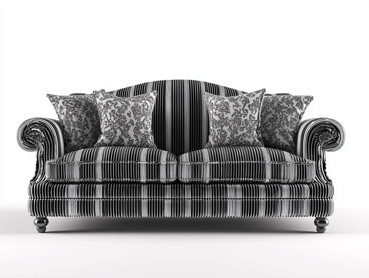 Canapé 2 places tissu 175x90x92 cm - noir/blanc - design classique