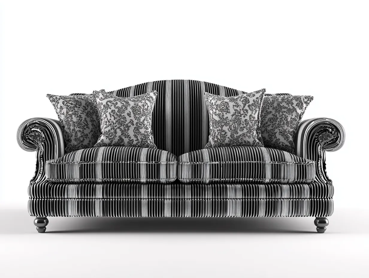 Canapé 2 places tissu 175x90x92 cm - noir/blanc - design classique