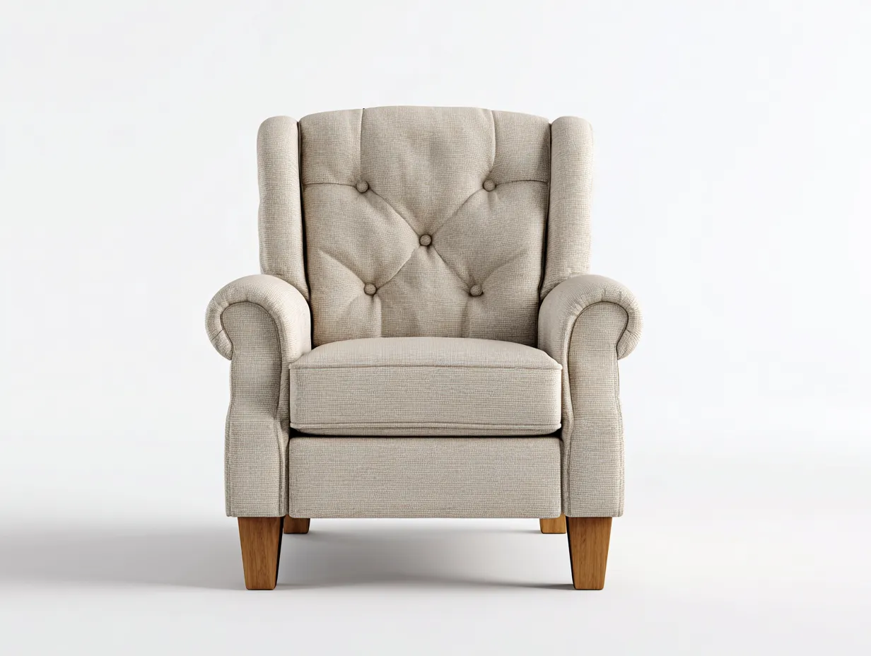 Fauteuil 85x90x105 cm - tissu beige - design classique