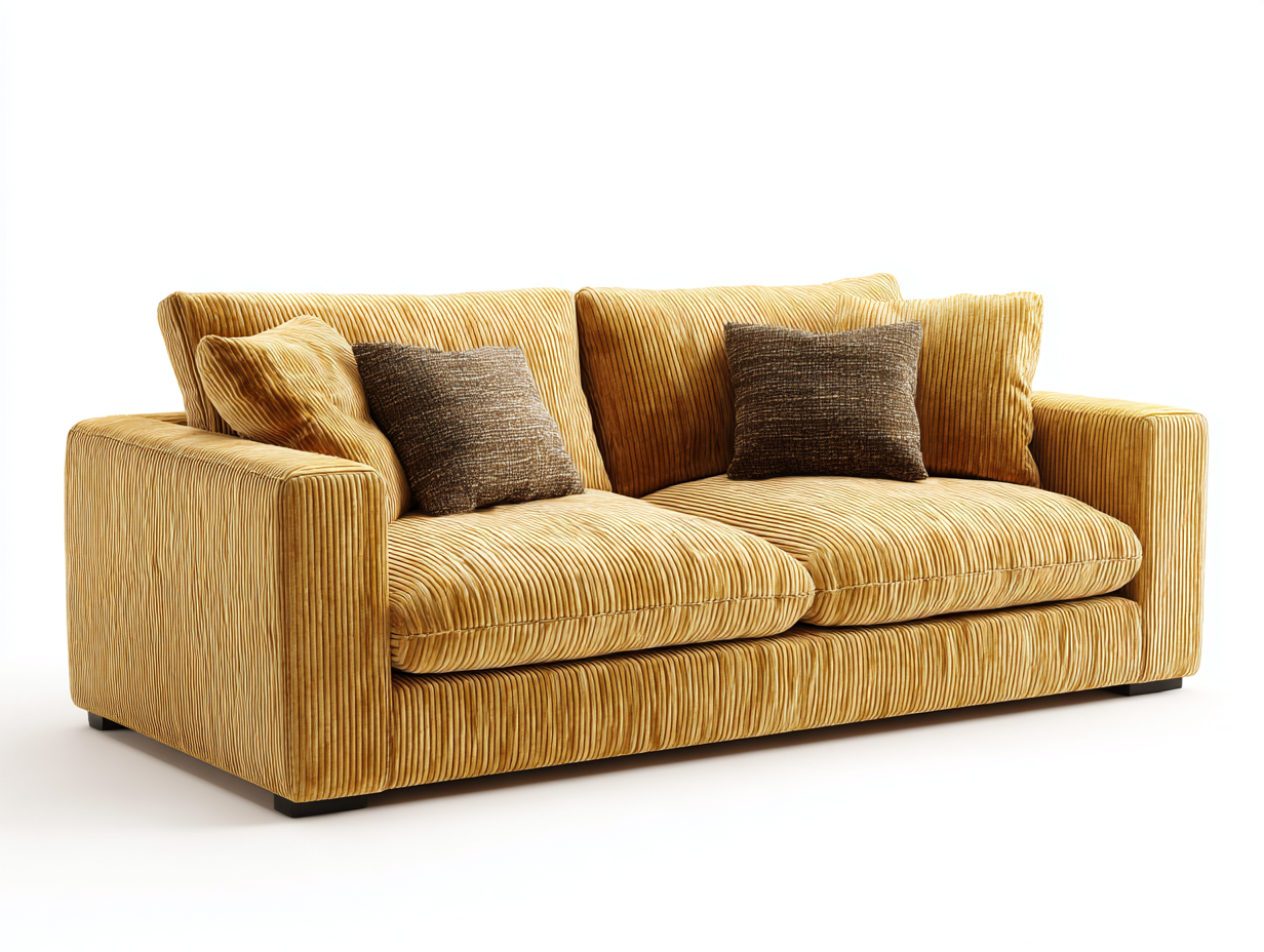 Canapé 2 places tissu côtelé 175x92x85 cm - jaune - design moderne