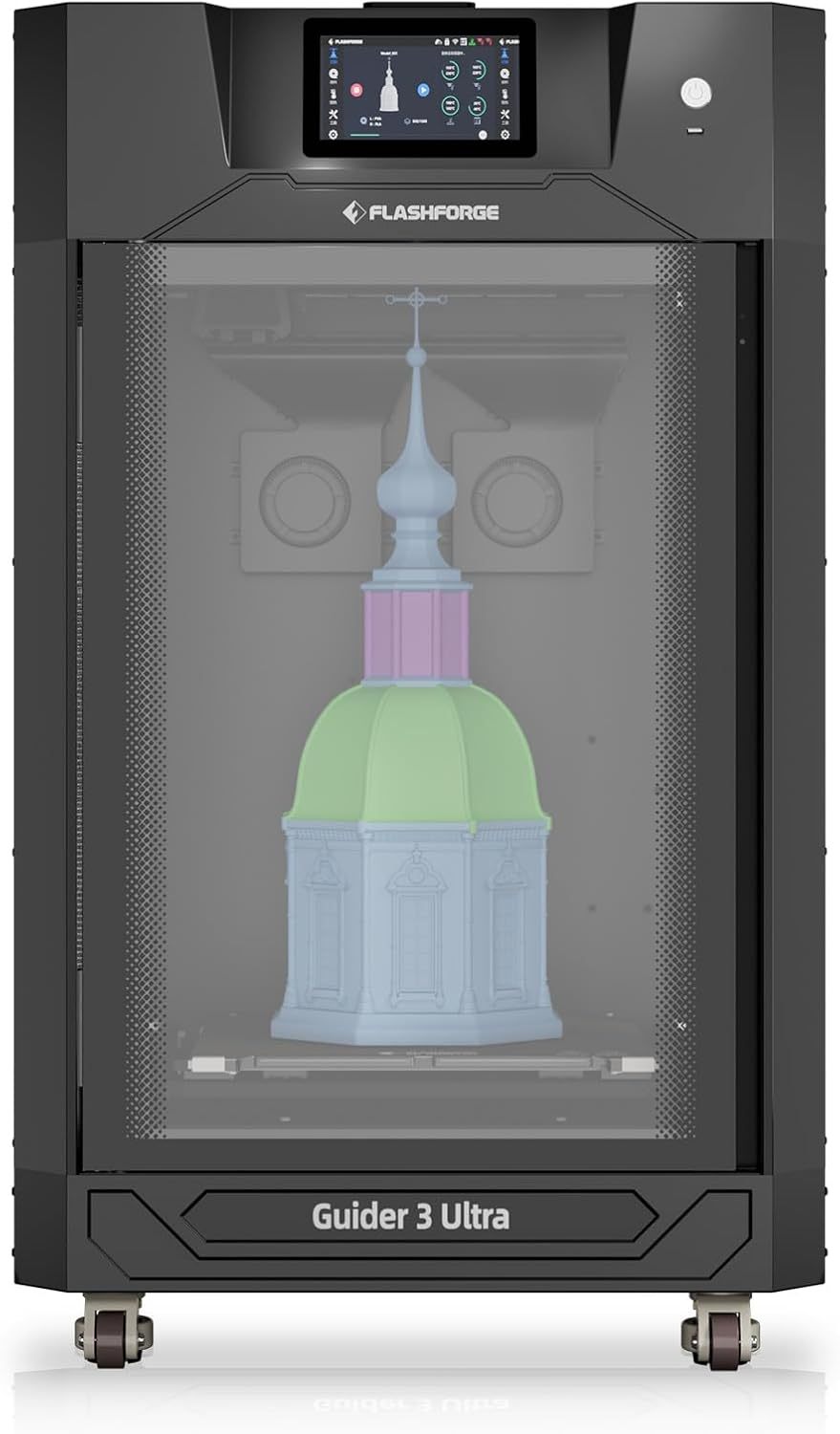 Imprimante 3D FLASHFORGE Guider 3 Ultra,Mise à Niveau Automatique, CAMÉRA HD INTÉGRÉE, Vitesse d'impression Maxi:500MM/S ; ACCÉLÉRATION Maxi:20000MM²/S, Taille d'impression 330 * 330 * 600mm