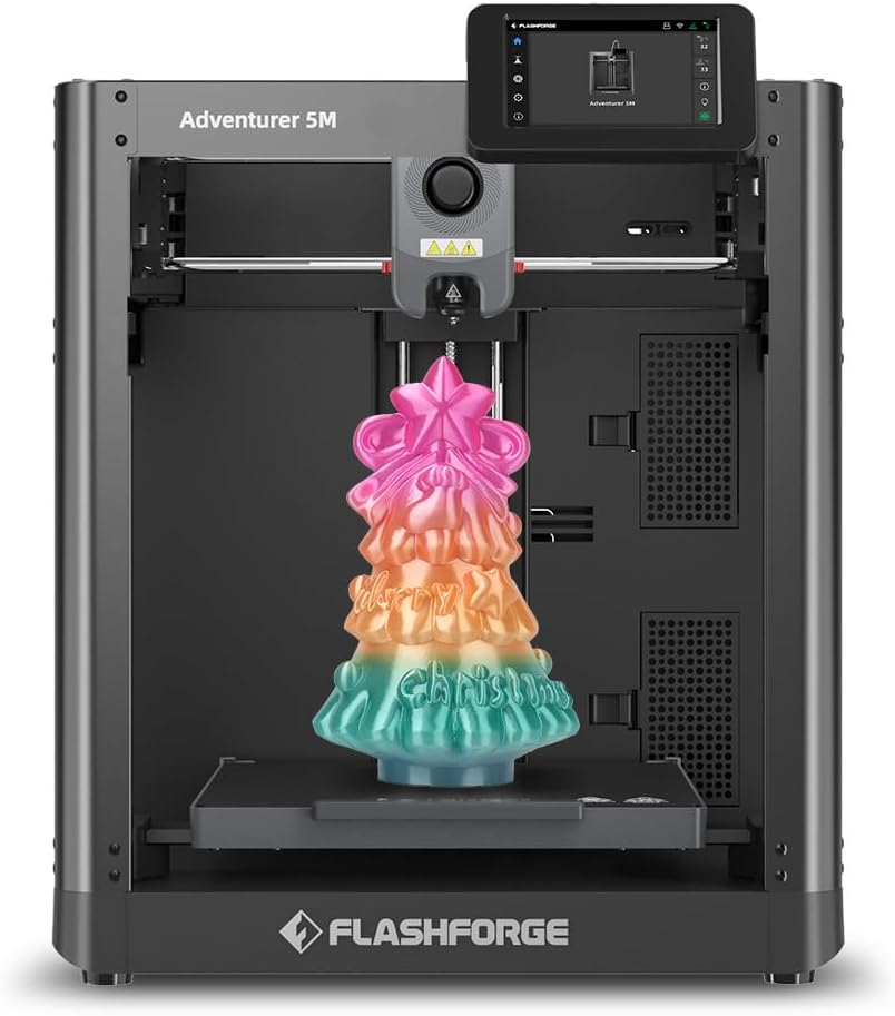 FLASHFORGE Adventurer Imprimante 3D 5M, 600 mm/s, nivellement Automatique, extrudeuse directe, buse Amovible 280 °C, Plaque PEI Double Face, Taille d'impression 220 x 220 x 220 mm