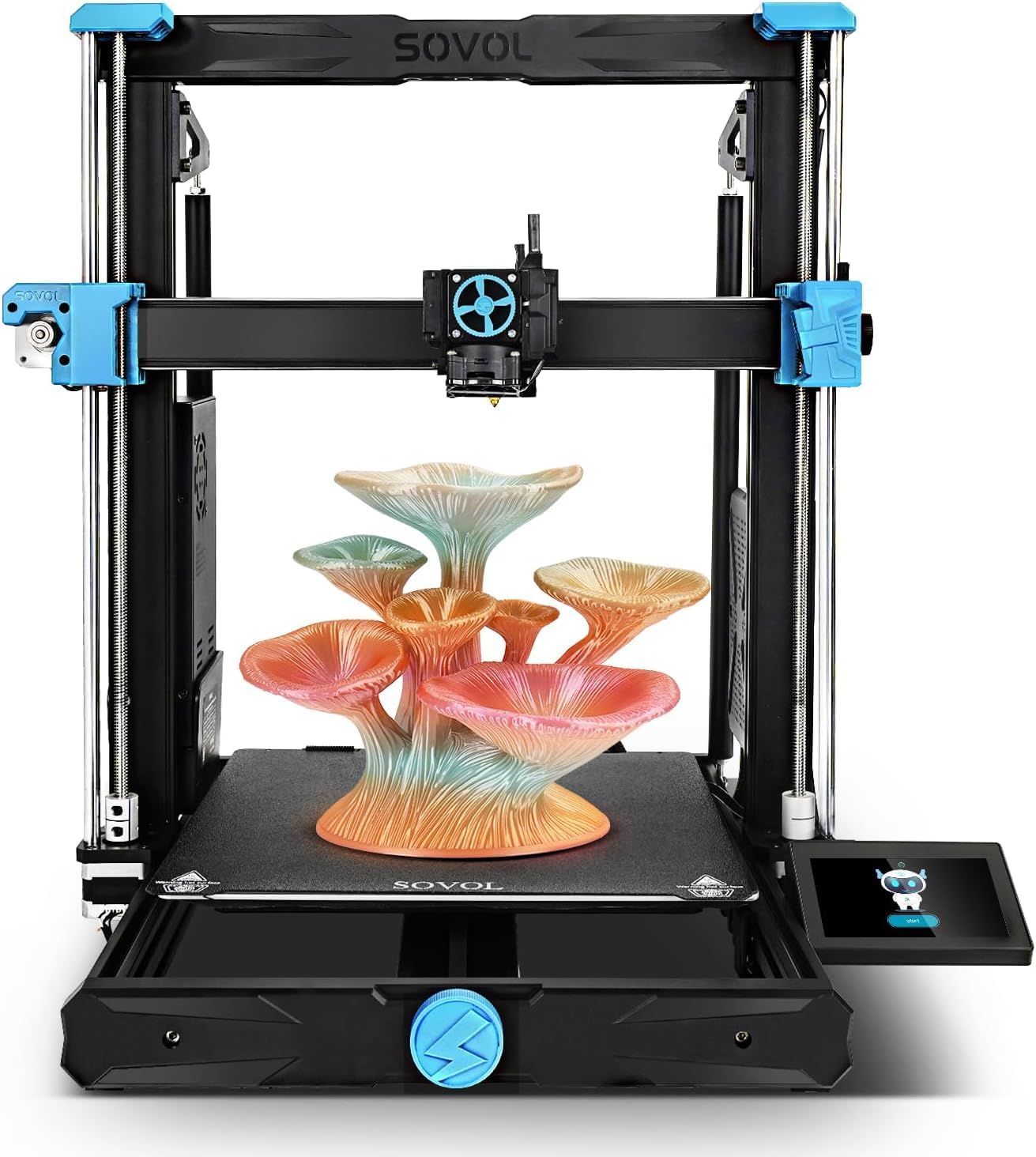 Sovol SV06 Plus ACE Imprimante 3D Open Source, Impression Rapide 500 mm/s, Nivellement Automatique Intégral, Poulie Double Axe XY, Extrudeuse Directe avec Caméra, Grand Volume 300x300x350 mm