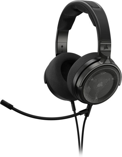 Corsair Virtuoso Pro Casque de Jeu Ouvert Filaire - Microphone Unidirectionnel Détachable - Conducteurs en Graphène de 50 mm - Réponse en Fréquence 20Hz-40 kHz - Carbone