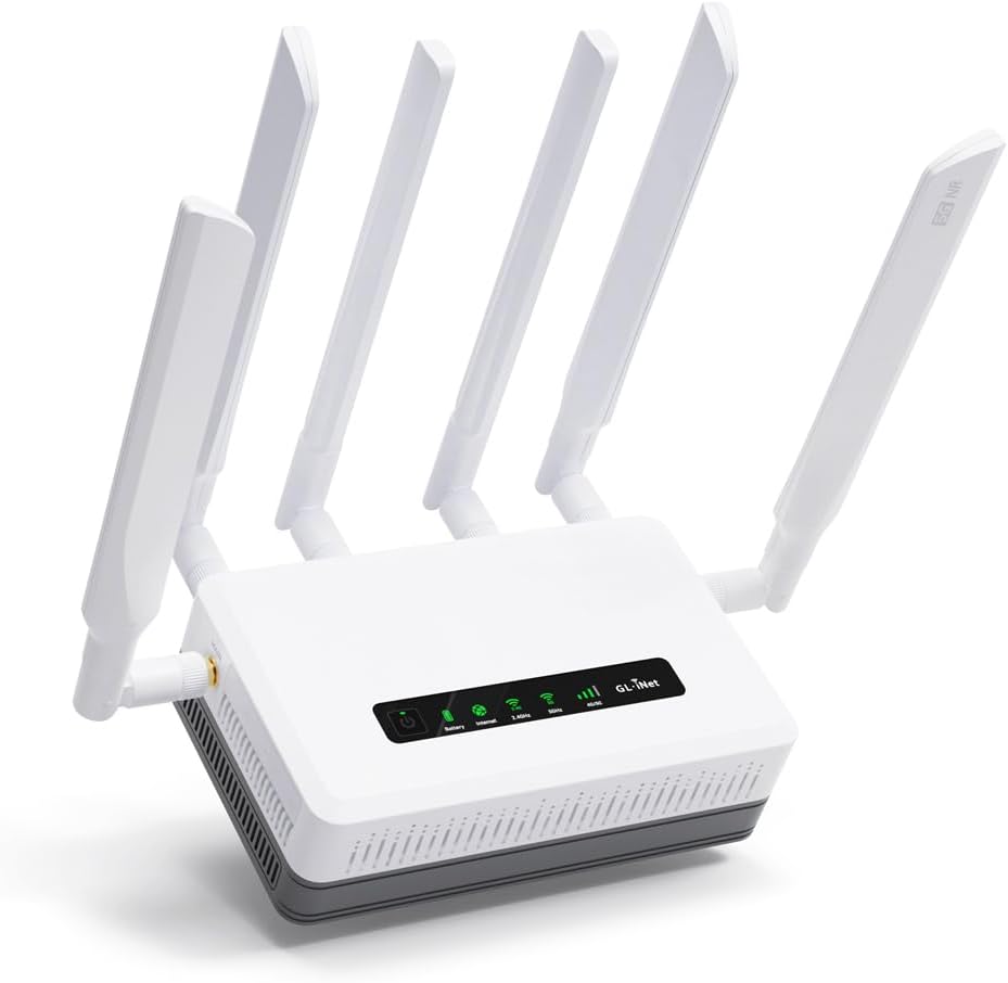 GL.iNet GL-XE3000 (Puli AX) 5G Router with SIM Card Slot, Dual SIM Cellular Router, Wi-FI 6, 6400mAh Battery, Multi-WAN, VPN, OpenWrt, Secure 5G Routers for Office, Retail, Events, Remote Work