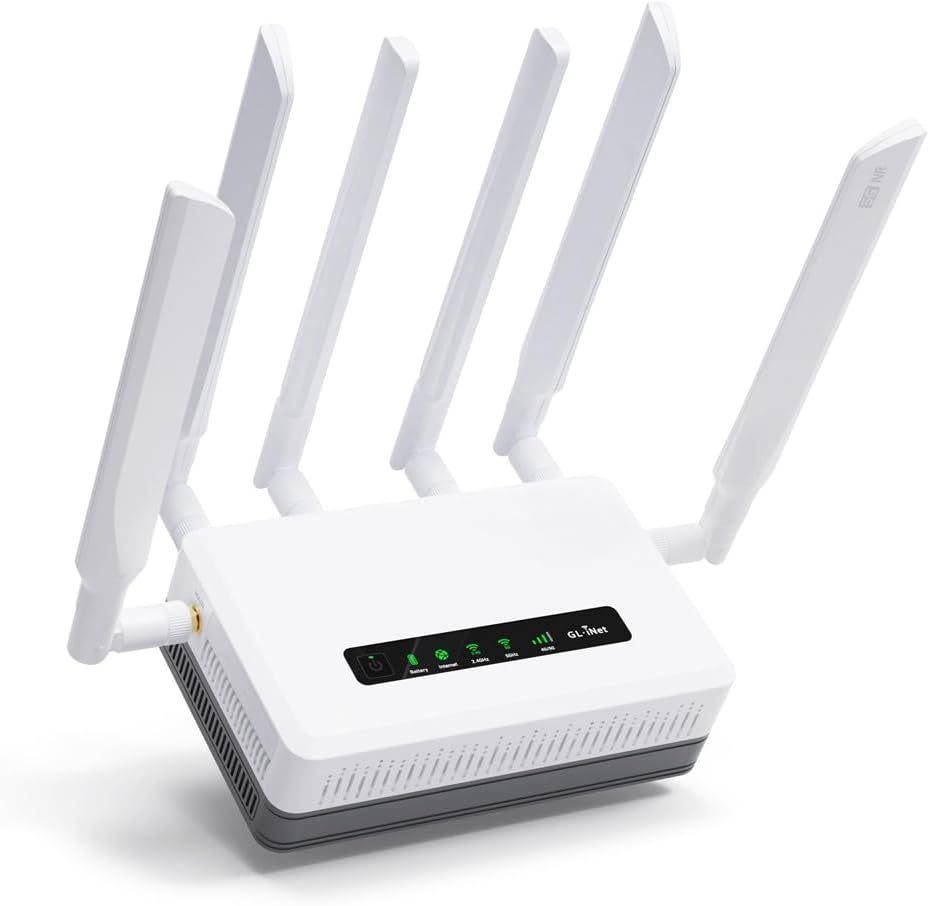 GL.iNet GL-XE3000 (Puli AX) 5G Router with SIM Card Slot, Dual SIM Cellular Router, Wi-FI 6, 6400mAh Battery, Multi-WAN, VPN, OpenWrt, Secure 5G Routers for Office, Retail, Events, Remote Work