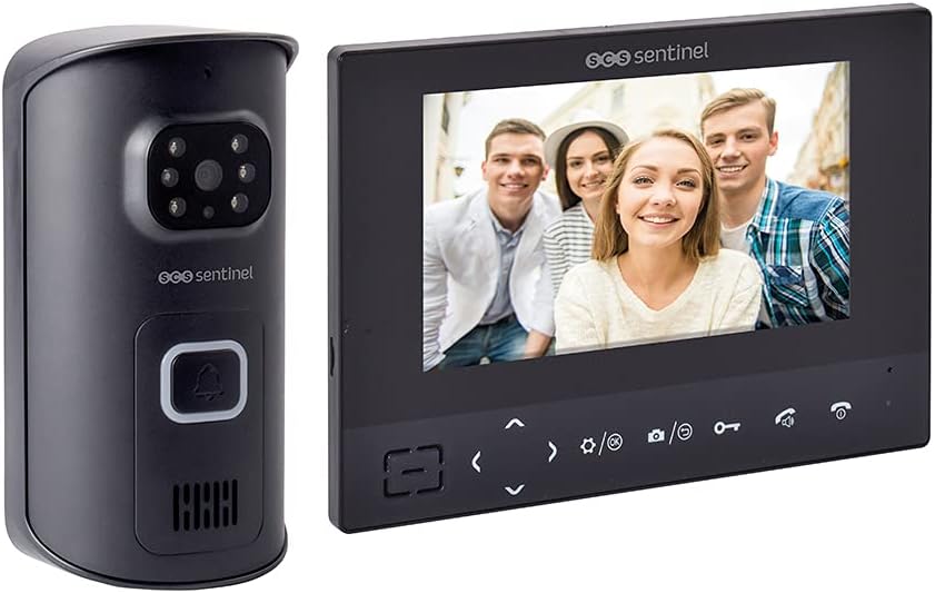 SCS Sentinel, PVS0009, Interphone Vidéo sans fil, Touches sensitives, Portée 200m en champ libre, Installation sans Fil, Grand angle, Alarme Anti Arrachement, AirVisio 200