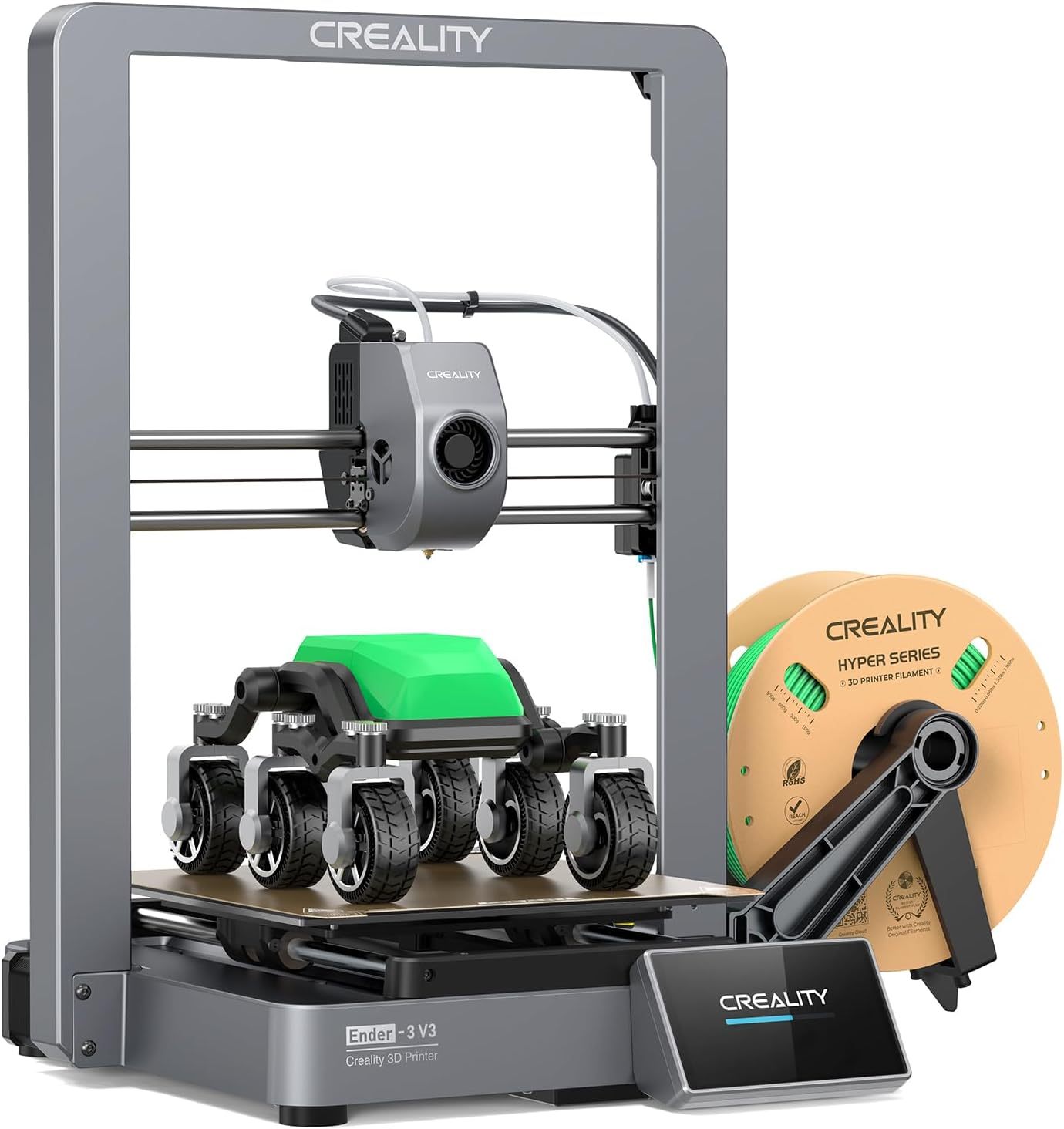 Creality Ender-3 V3 Imprimante 3D, vitesse d'impression 600 mm/s, impression 3D CoreXZ FDM rapide, nivellement automatique, extrudeuse directe à double vitesse, buse tri-métal, refroidissement rapide