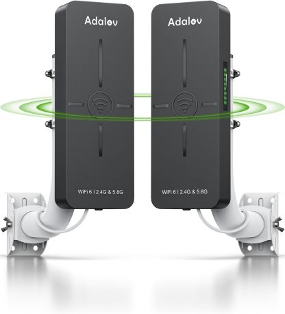 CPE882 WiFi 6 Pont sans Fil extérieur, 2,4/5,8 GHz gigabit Pont WiFi, MU-MIMO sécurité WPA3-PSK, IP65 étanche,Extension réseau Point-à-Point 3 km pour caméra/Garage/abri/Grange,Plug & Play,PoE