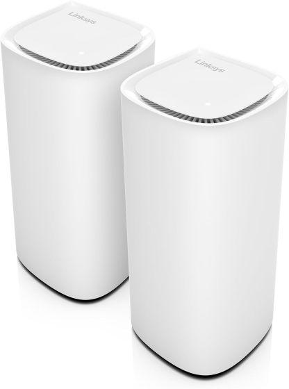 Système WiFi 7 Mesh Linksys Velop Pro 7 Mbe7002 – Routeur Cognitive Mesh Triple Bande avec Débit Supérieur à 10 Gbit/S – Couverture Multiroom Jusqu’à 550 M² et 400 Appareils – Lot De 2