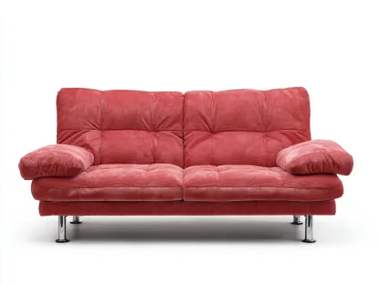 Canapé 2 places tissu 165x88x82 cm - rouge corail - design moderne