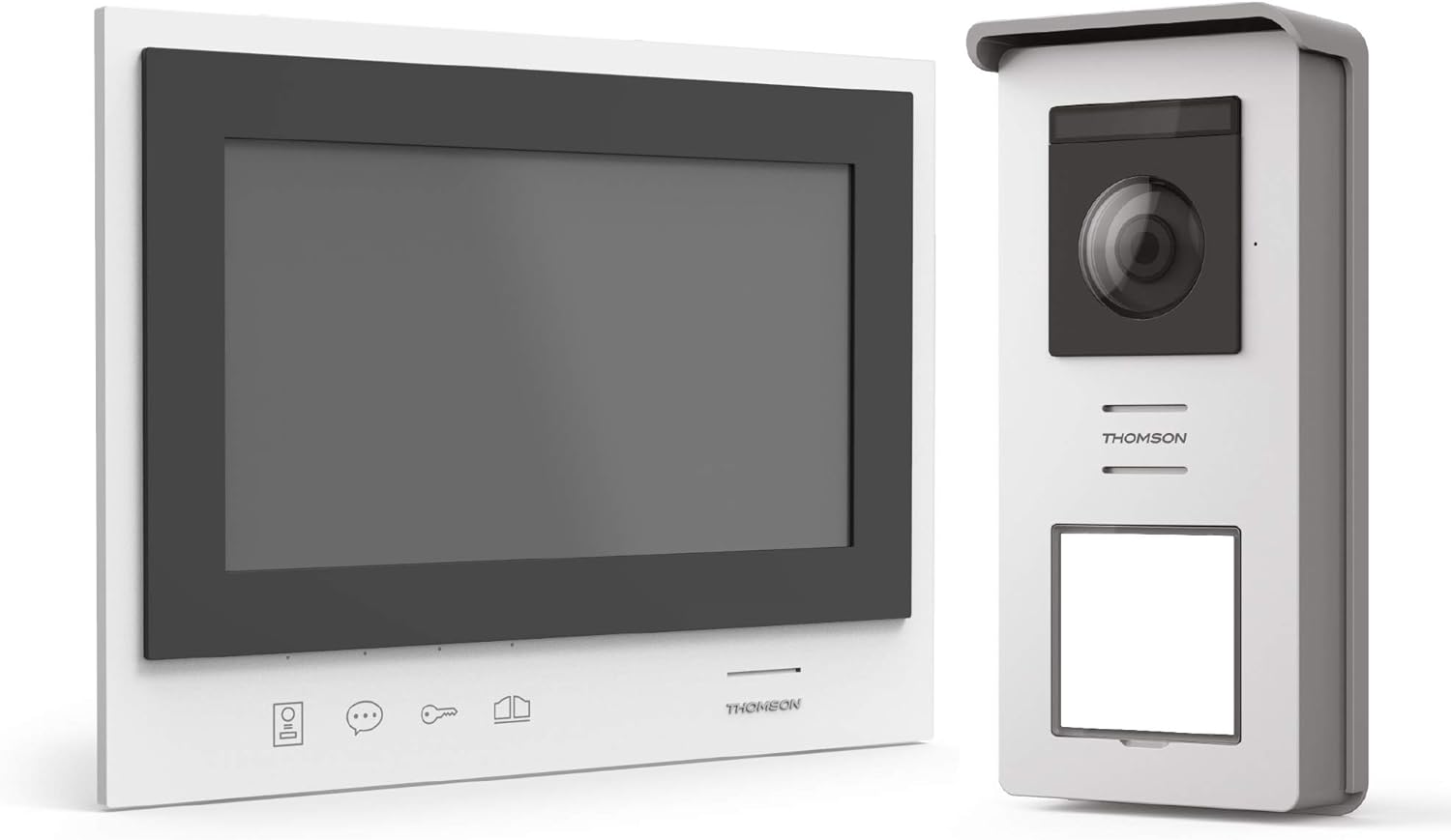 Visiophone Couleur sans Fil, Installation simple et sans fil, Portée de 350m* entre la platine de rue et l’écran, Qualité vidéo HD ,720p, mémoire interne : carte SD - Thomson Air - 512286