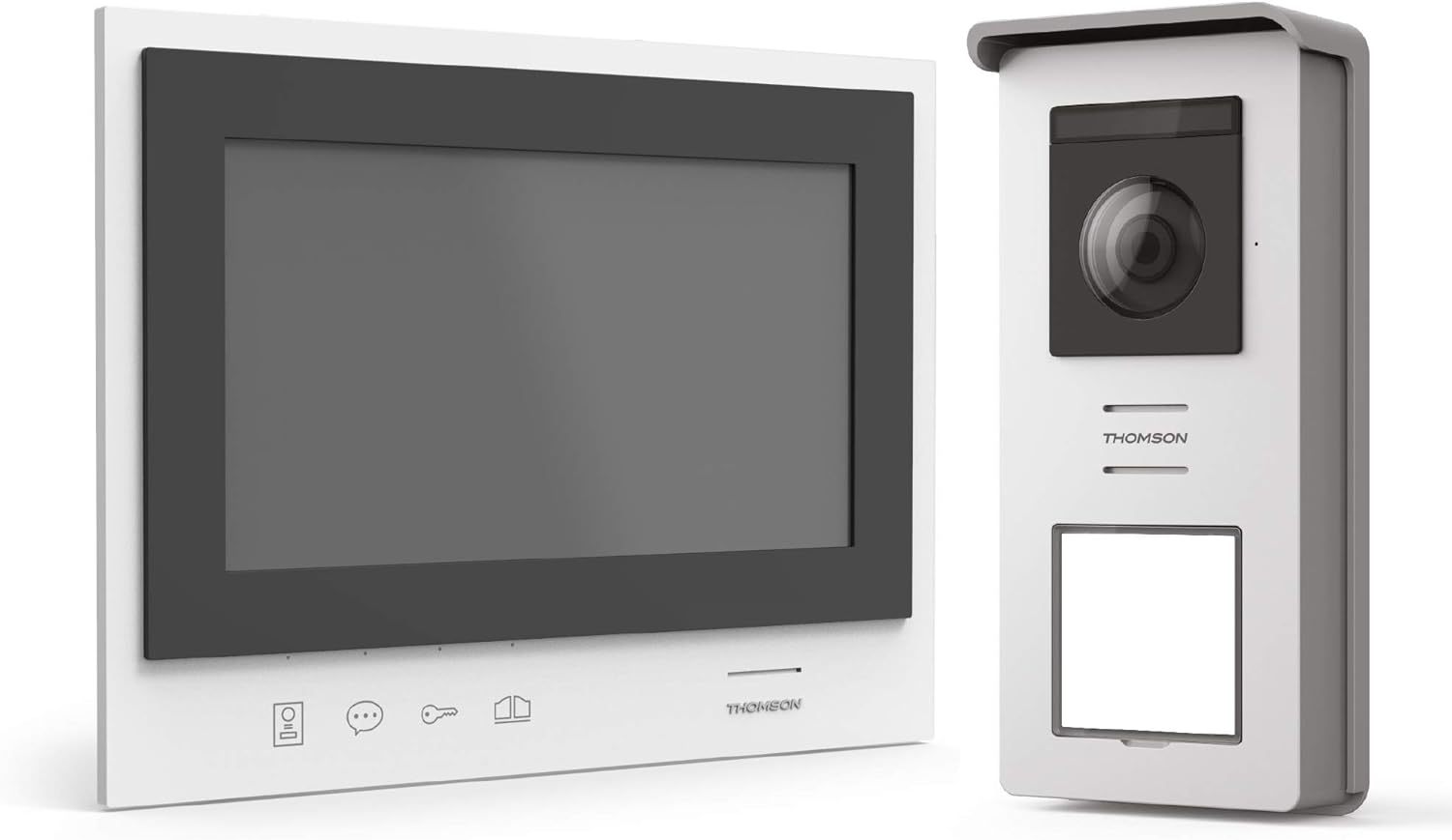 Visiophone Couleur sans Fil, Installation simple et sans fil, Portée de 350m* entre la platine de rue et l’écran, Qualité vidéo HD ,720p, mémoire interne : carte SD - Thomson Air - 512286