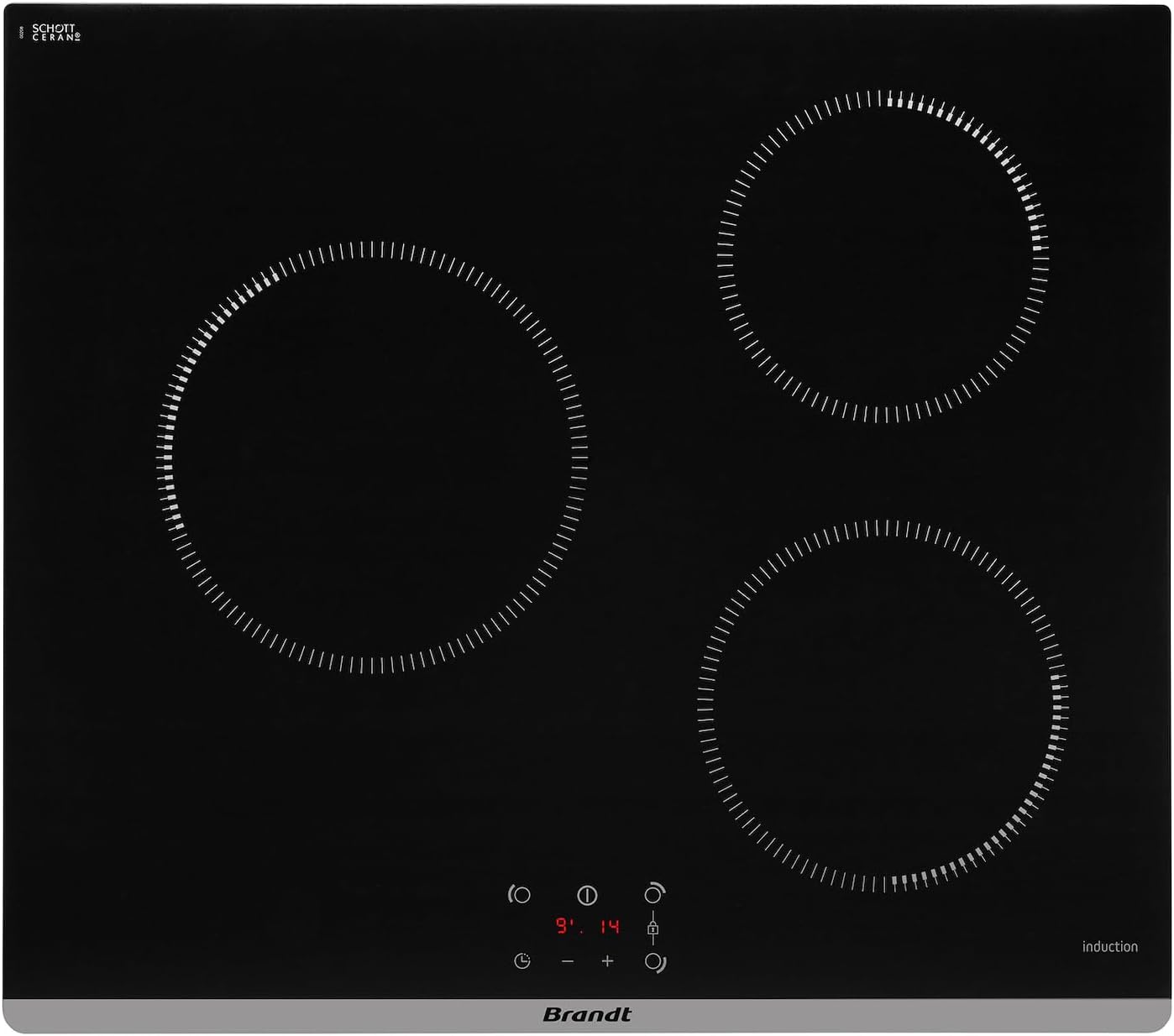Brandt - BPI6360B - Plaque Induction - Table de Cuisson Encastrable - Noir - 3 Foyers - 5900W - Dimensions Encastrement : 56x49cm - Précision et Performances - Fabriqué en France