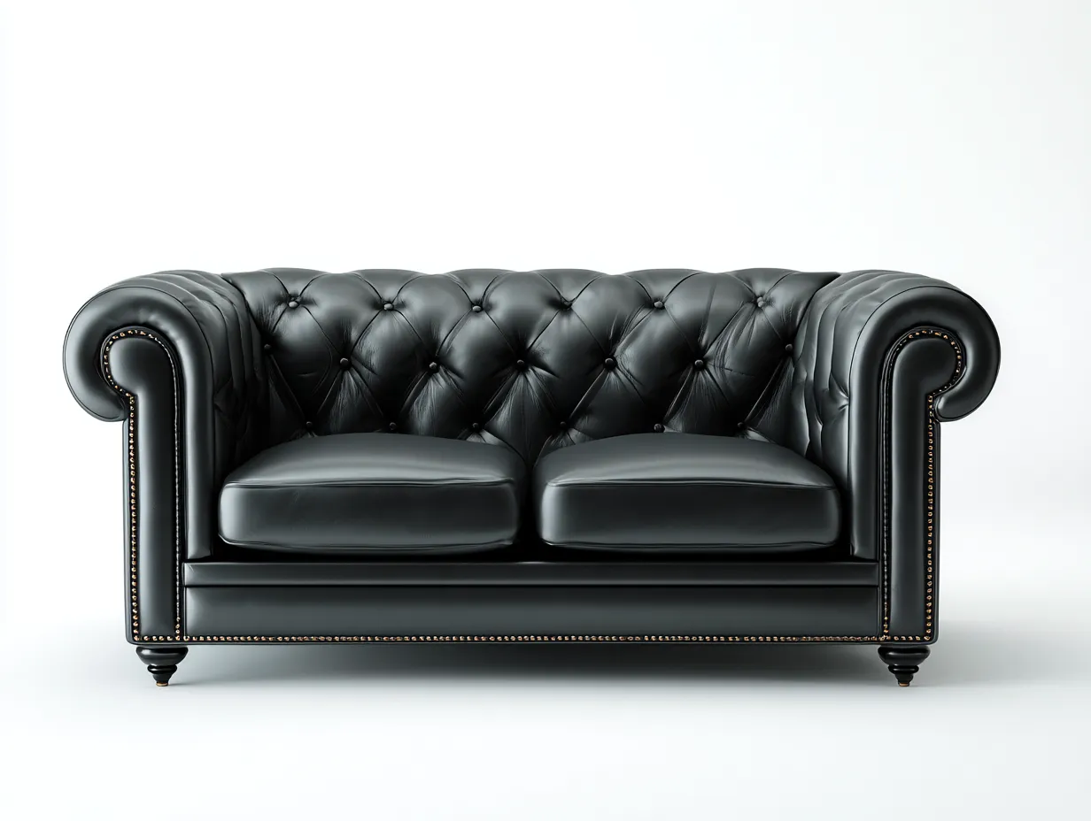 Canapé 2 places cuir véritable 178x92x78 cm - noir - design classique